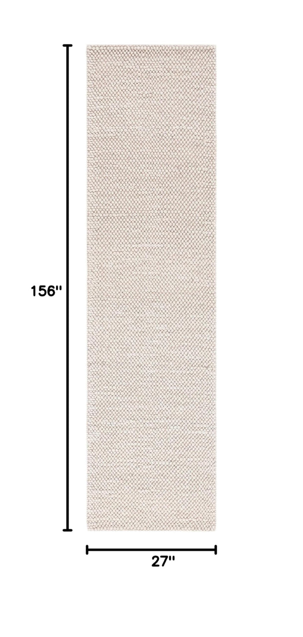 Handmade Wool Blend Textured Runner Rug – 2'3" x 13'