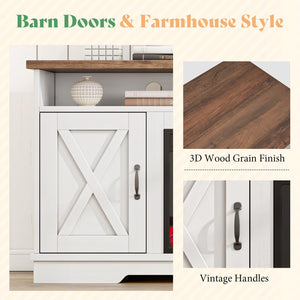63" Farmhouse TV Stand with 26" Electric Fireplace