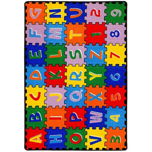 Kids Alphabet Puzzle Area Rug 8x10 – Non-Slip Gel Backing