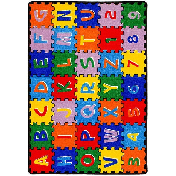 Kids Alphabet Puzzle Area Rug 8x10 – Non-Slip Gel Backing