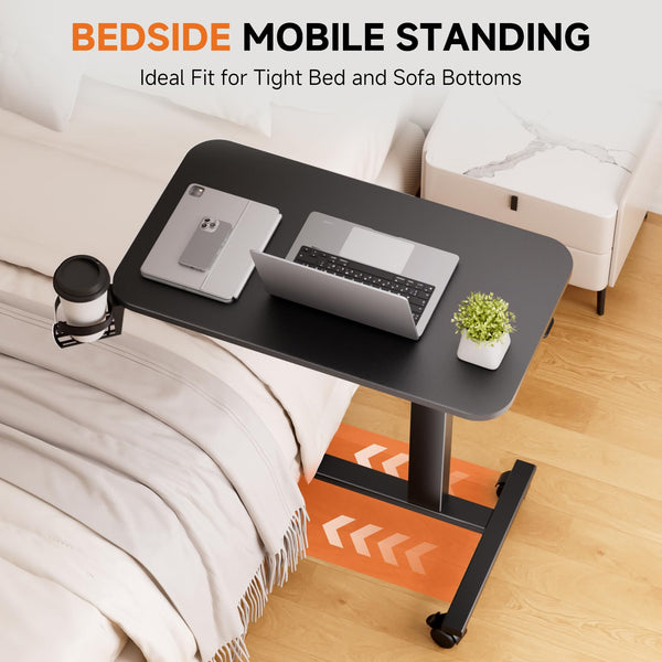 Adjustable Overbed Table with Wheels & Pneumatic Lift