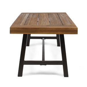 Outdoor Acacia Wood Coffee Table with Metal Frame