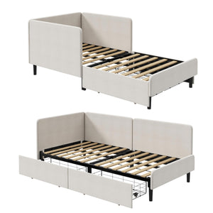Twin Corner Daybed with Storage Drawers & Safety Rails