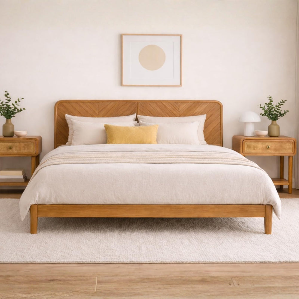Woodmere Solid Wood Platform Bed Frame with Symmetry Headboard