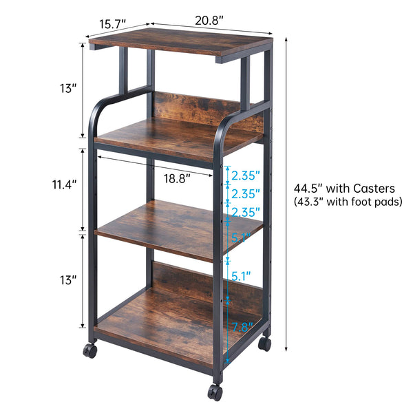 4-Tier Adjustable Printer Stand with Wheels