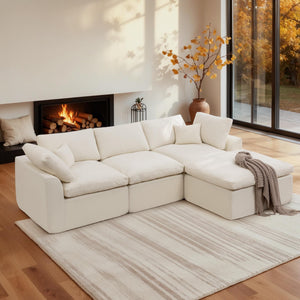 Modular L-Shape Sectional Sofa with Ottoman & Deep Seats
