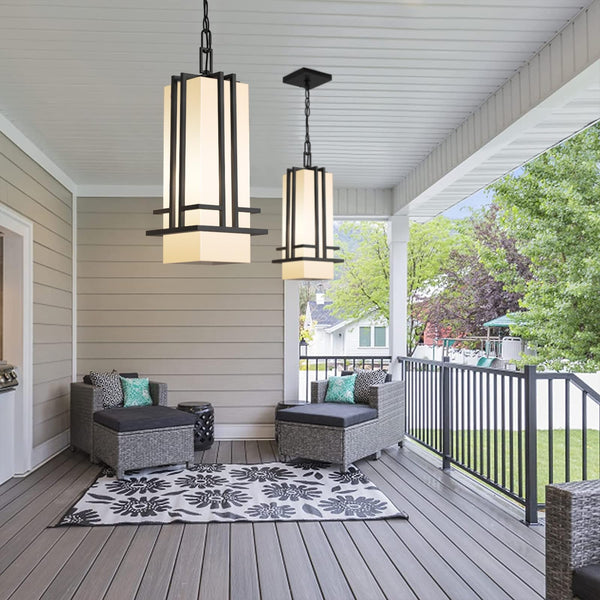 Modern Outdoor Pendant Light – Aluminum Hanging Lantern with Adjustable Chain