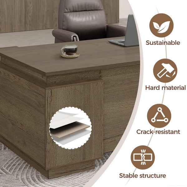 63" L-Shaped Executive Desk with Reversible Return