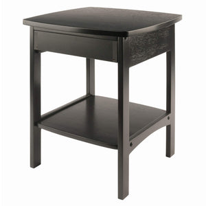 Square Wood End Table with Drawer and Shelf