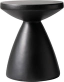 Round Fiberstone Side Table with Hourglass Pedestal Base – Indoor & Outdoor Accent Table