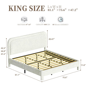 King Size Boucle Upholstered Bed Frame