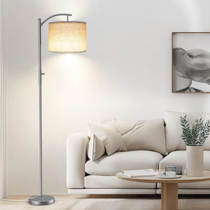 Dimmable Arc Floor Lamp with Linen Shade