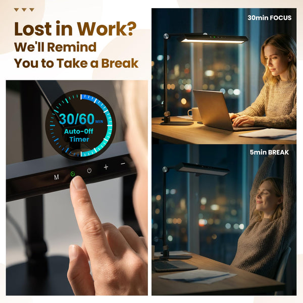LED Desk Lamp with Dimmer, Color Temperature & Timer