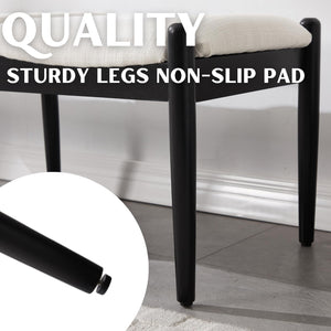 Upholstered Dining Bench with Wood Legs