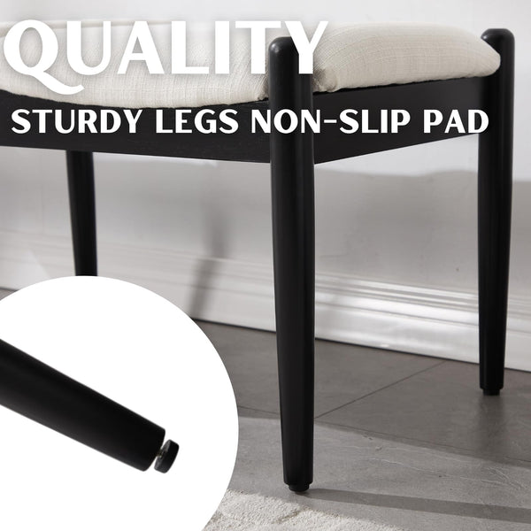 Upholstered Dining Bench with Wood Legs