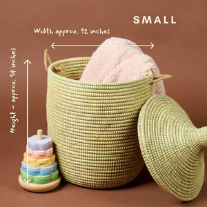 Handwoven Wicker Storage Basket with Removable Lid & Rope Handles