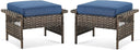 Patio Wicker Ottomans Set of 2 with Cushions
