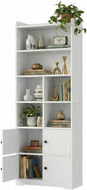 Tall Bookcase with Doors & Storage Shelves