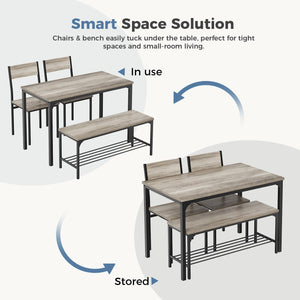 Dining Table Set for 4 with Bench – Kitchen Table & Chairs Set