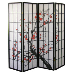 6-Panel Plum Blossom Folding Room Divider