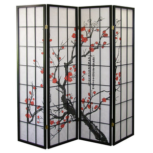 6-Panel Plum Blossom Folding Room Divider