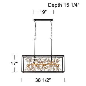 8-Light Crystal Rectangular Pendant Chandelier
