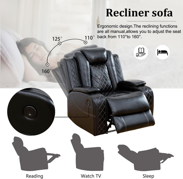 Power Recliner Sofa Set with LED Lights – 3 Piece Living Room Set