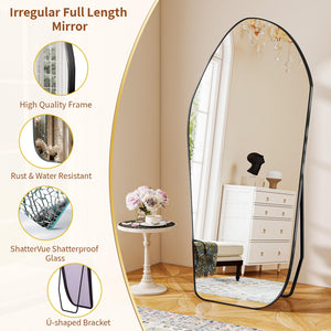 Irregular Full Length Floor Mirror with Aluminum Frame