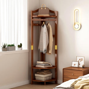 Corner Coat Rack with Storage Basket & Hooks