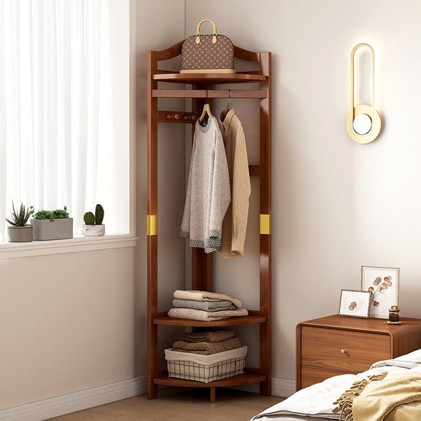 Corner Coat Rack with Storage Basket & Hooks
