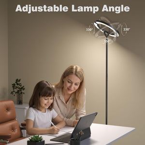 LED Floor Lamp with Remote, Stepless Dimming & Color Temperature Control