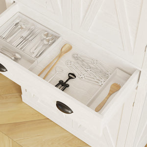 Kitchen Pantry Storage Cabinet with Barn Doors & Drawer — White, 72.6"H