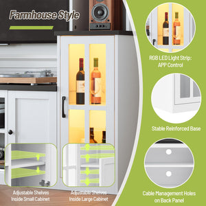 74'' Wall Unit Entertainment Center with LED & Power Outlets