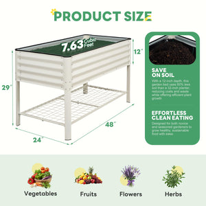 Elevated Raised Garden Bed with Wheels & Storage Shelf
