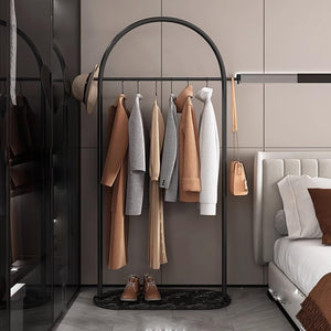 N-Shaped Coat Rack with Marble Base & 2 Hooks
