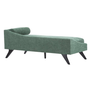 Mid-Century Chaise Lounge Sofa with Rolled Accent Pillow