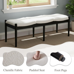 55 Inch Upholstered Ottoman Bench with Wood Legs
