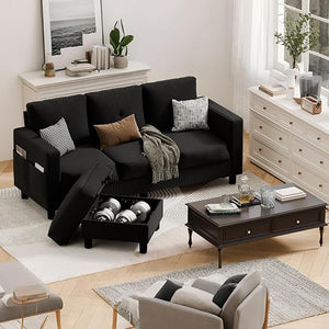 L-Shaped Sectional Sofa with Ottoman & Storage