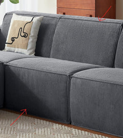 Modular Sectional Sofa Single Seat – Corduroy Cloud Couch, No Assembly, Bluish Grey