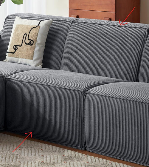 Modular Sectional Sofa Single Seat – Corduroy Cloud Couch, No Assembly, Bluish Grey