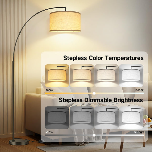 81" Arc Floor Lamp with Remote Control & Foot Switch