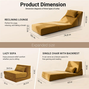 Convertible Memory Foam Sleeper Chair with Lumbar Pillow
