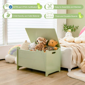 Kids Wooden Toy Box with Safety Hinge and Handles