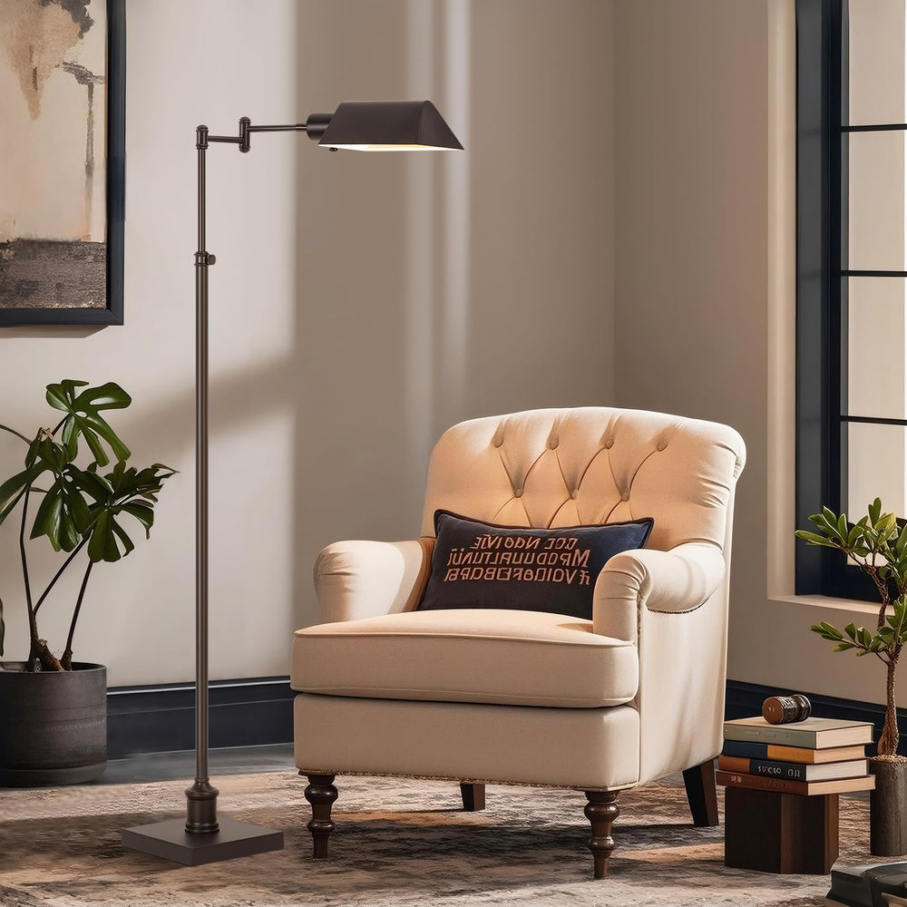 Height Adjustable Pharmacy Floor Lamp with Swing Arm