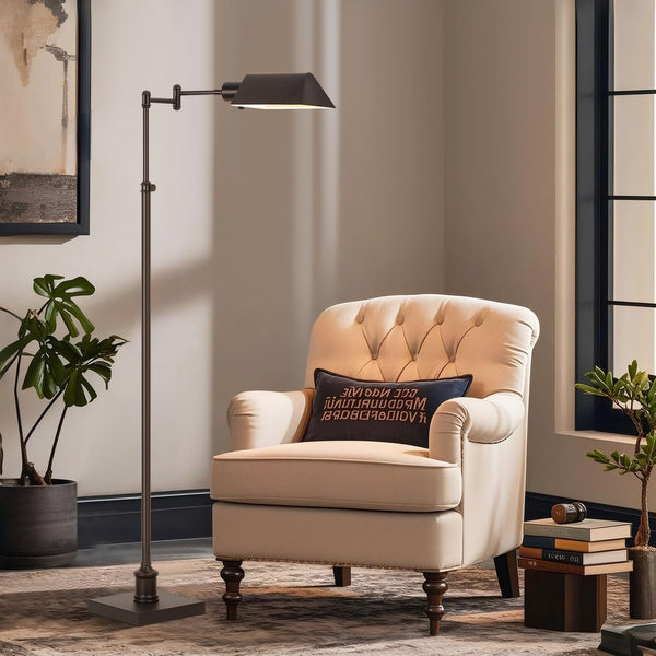 Height Adjustable Pharmacy Floor Lamp with Swing Arm
