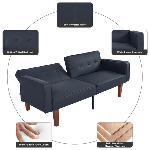Convertible Futon Sofa Bed with Split Back
