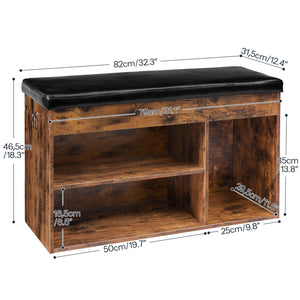Shoe Storage Bench with Cushion & Lift-Top Hidden Storage