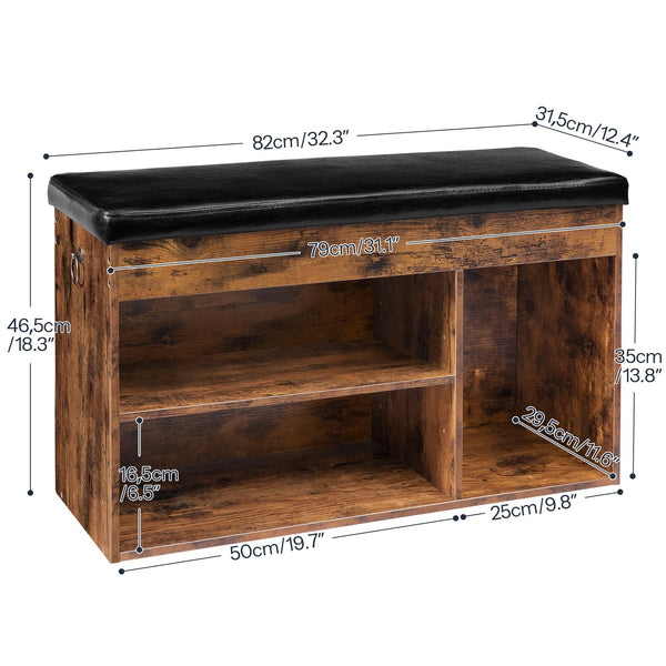 Shoe Storage Bench with Cushion & Lift-Top Hidden Storage