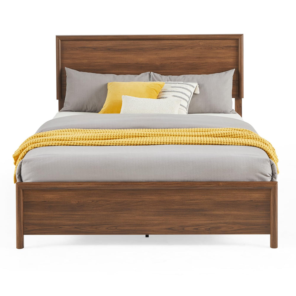 Queen Platform Bed Frame with Headboard and Wood Slat Support