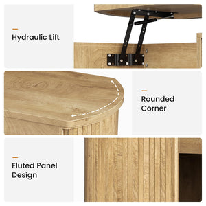 Oval Lift Top Coffee Table with Storage